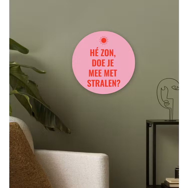 Wandcirkel - Glas - Roze - Zon - Quote — 3