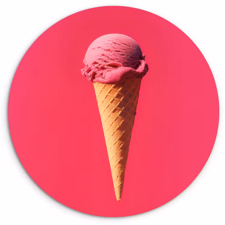 Wandcirkel - Glas - Schepijs - Roze - Hoorntje — 1