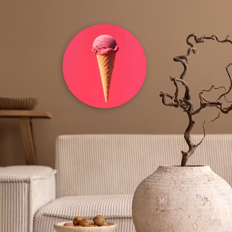 Wandcirkel - Glas - Schepijs - Roze - Hoorntje — 2