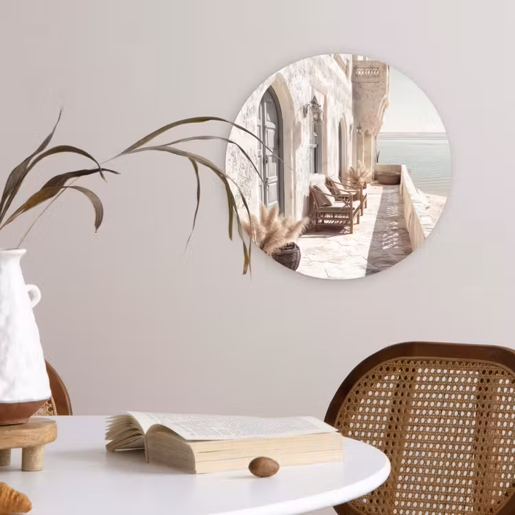 Wandcirkel - Glas - Terras - Stoelen - Strand - Beige — 4