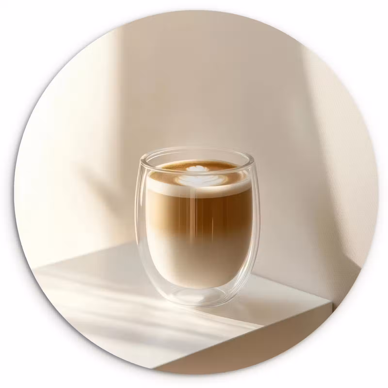 Wandcirkel - Glas - Mok - Latte - Minimalistisch - Schaduw — 1