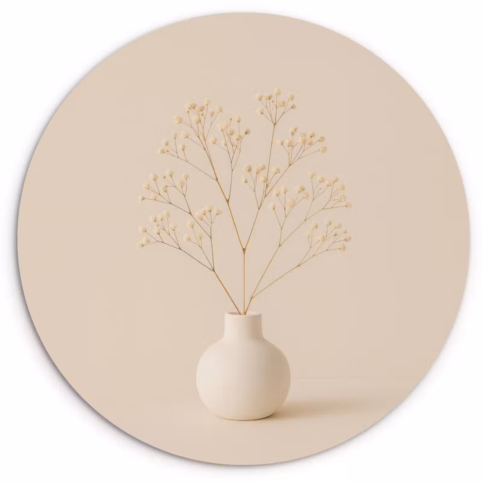Wandcirkel - Glas - Vaas - Takken - Bloemetjes - Wit — 1