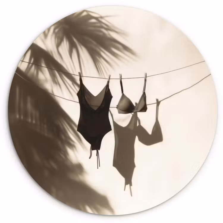 Wandcirkel - Glas - Badkleding - Palmbomen - Schaduw - Tropisch — 1
