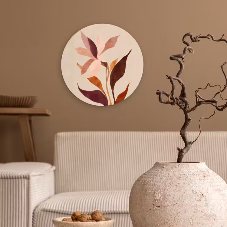 Wandcirkel - Glas - Bloemen - Blaadjes - Minimalistisch - Roze — 2