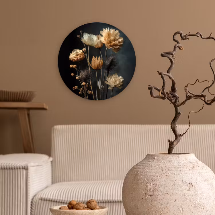 Wandcirkel - Glas - Boeket - Bloemen - Licht - Zwart — 2