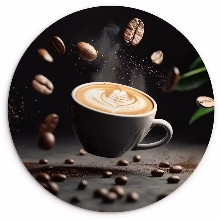 Wandcirkel - Glas - Cappuccino - Kop - Bonen - Bruin — 1
