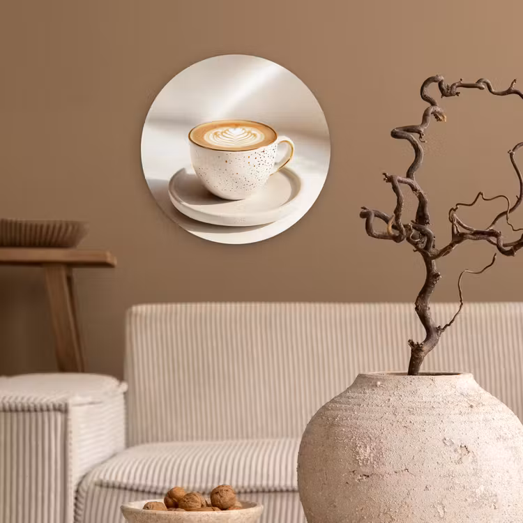 Wandcirkel - Glas - Cappuccino - Schuim - Schotel - Beige — 2