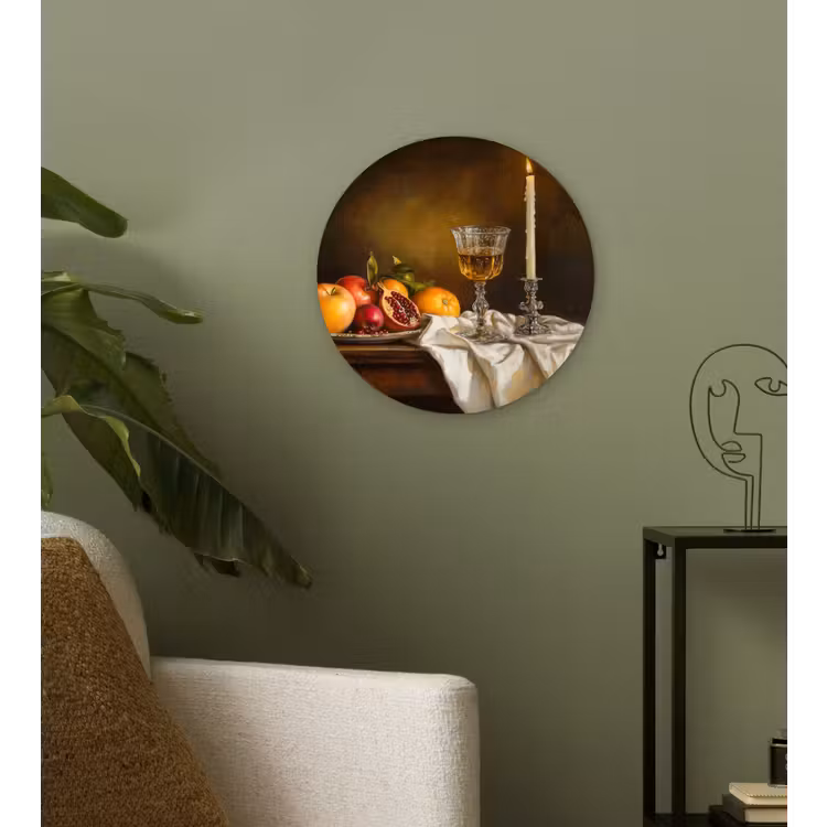 Wandcirkel - Glas - Fruit - Stilleven - Wijn - Kaars — 3