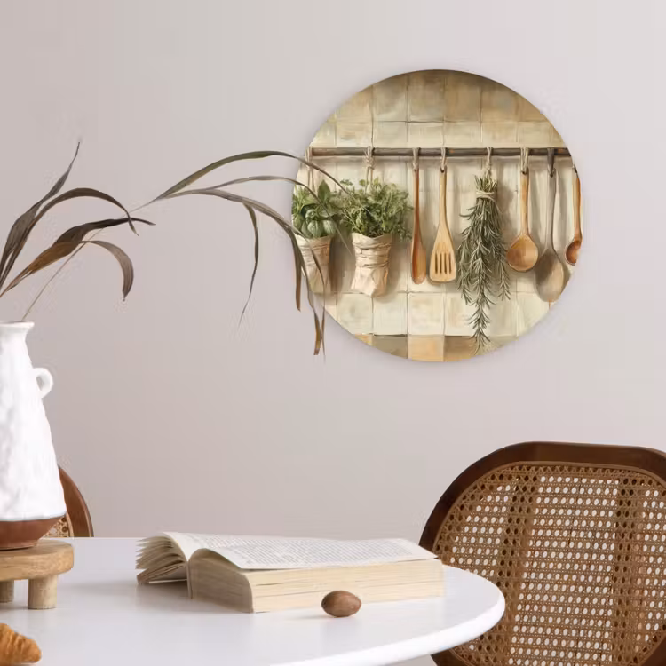 Wandcirkel - Glas - Hout - Keukengerei - Stilleven - Tegels — 4