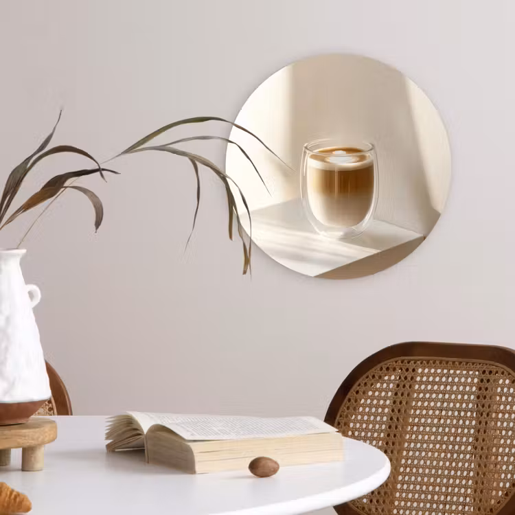 Wandcirkel - Glas - Mok - Latte - Minimalistisch - Schaduw — 4