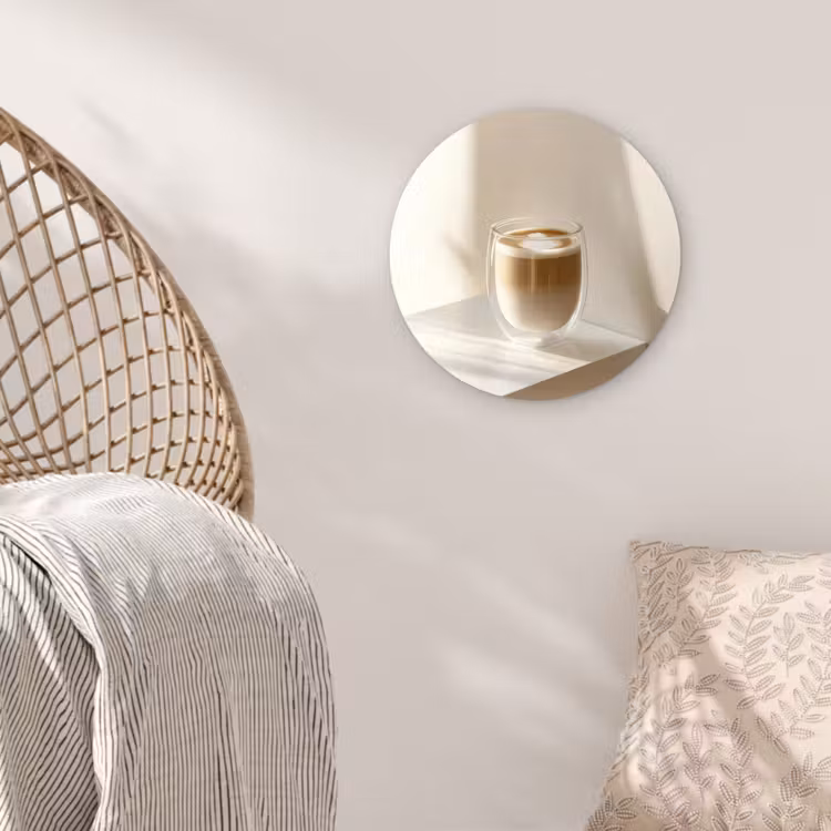 Wandcirkel - Glas - Mok - Latte - Minimalistisch - Schaduw — 5