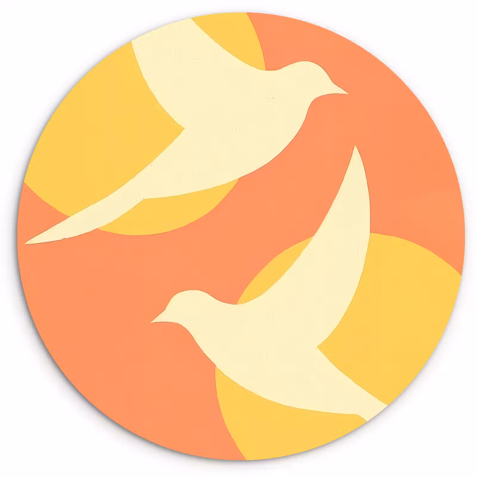Wandcirkel - Glas - Vogels - Cirkels - Geel — 1