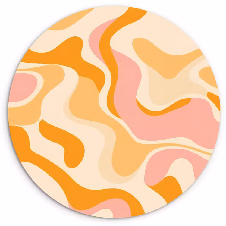 Wandcirkel - Glas - Abstract - Golvend - Oranje — 1