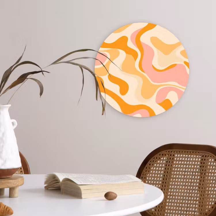 Wandcirkel - Glas - Abstract - Golvend - Oranje — 4