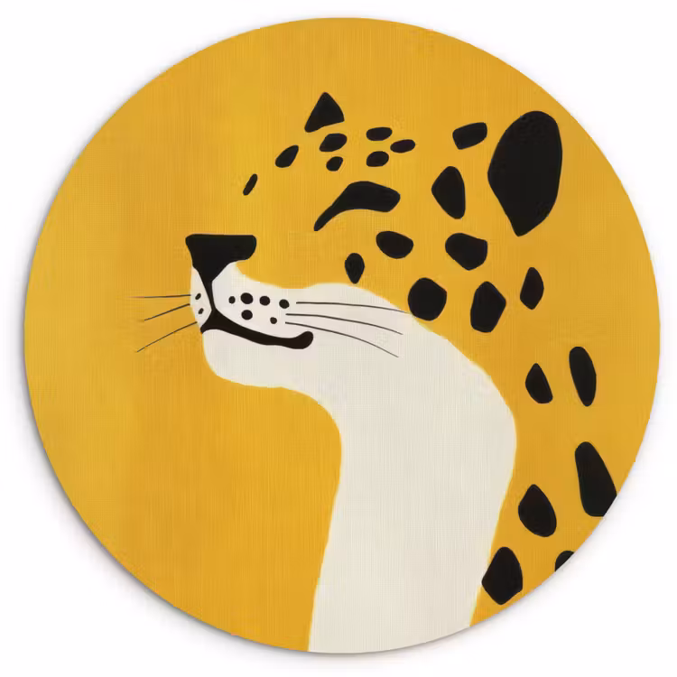 Wandcirkel - Glas - Cheetah - Illustratie - Geel — 1