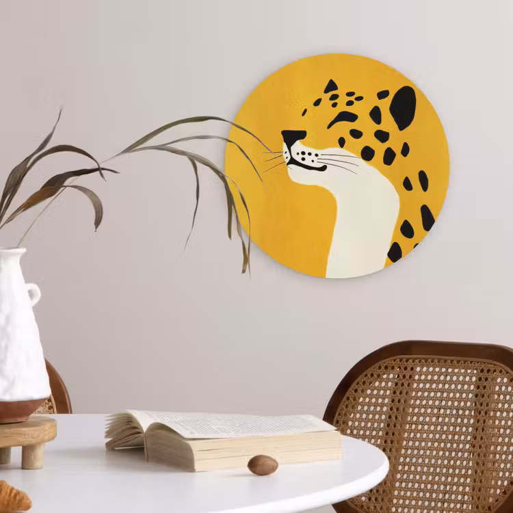 Wandcirkel - Glas - Cheetah - Illustratie - Geel — 4