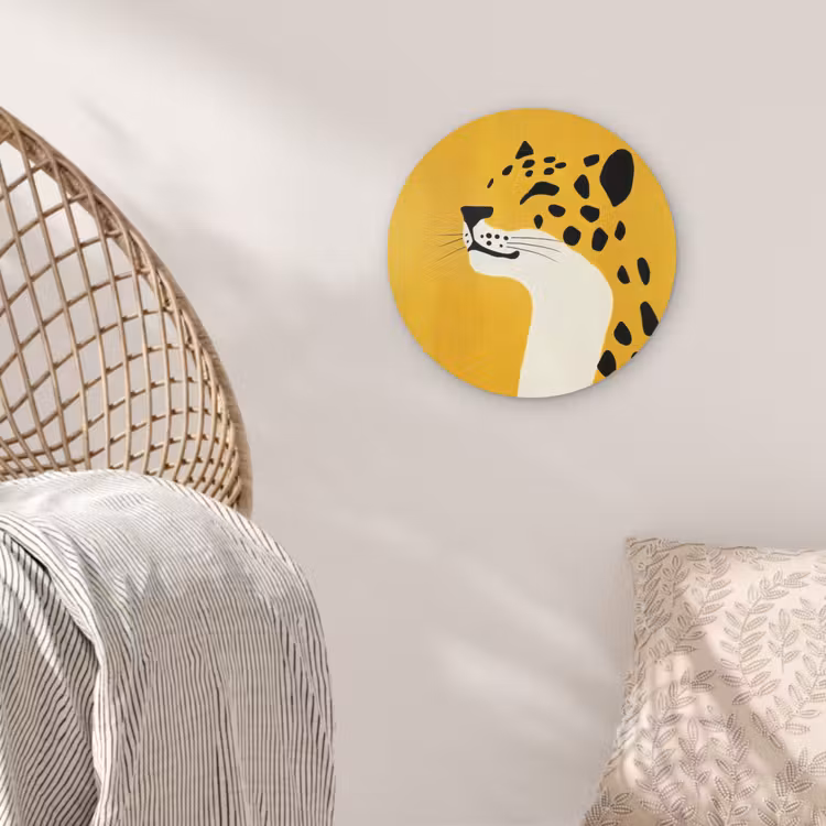 Wandcirkel - Glas - Cheetah - Illustratie - Geel — 5