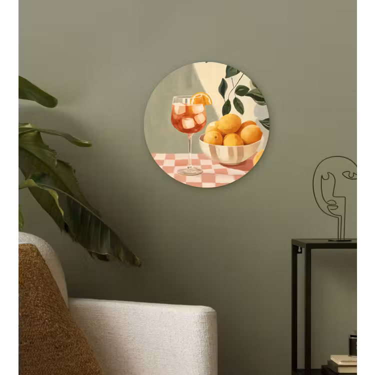 Wandcirkel - Glas - Citroenen - Glas - Tafelkleed - Geblokt — 3