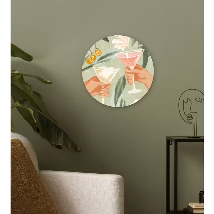 Wandcirkel - Glas - Glazen - Proosten - Bladeren - Groen — 3