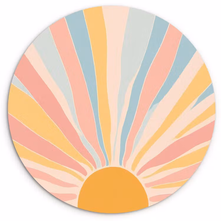 Wandcirkel - Glas - Illustratie - Zon - Pastelkleuren — 1