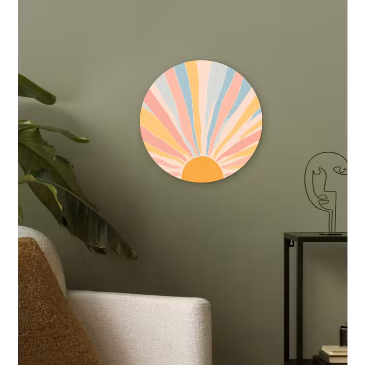 Wandcirkel - Glas - Illustratie - Zon - Pastelkleuren — 3