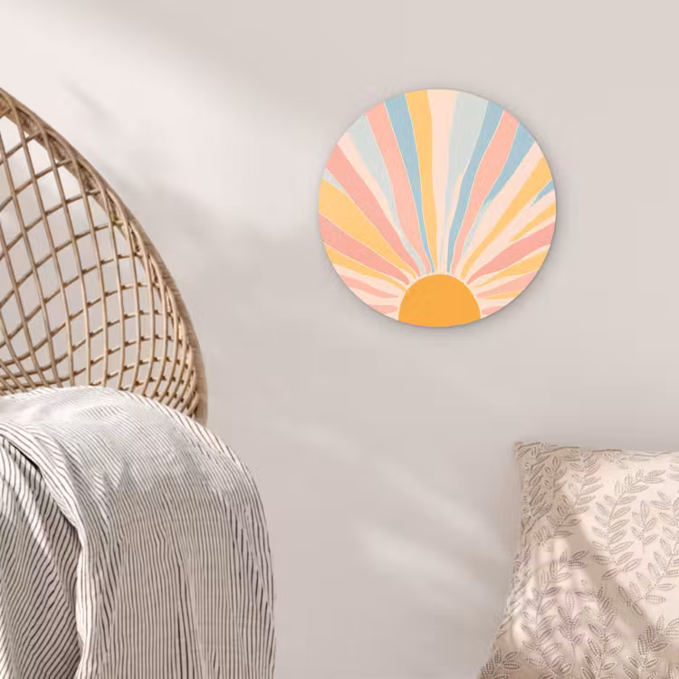 Wandcirkel - Glas - Illustratie - Zon - Pastelkleuren — 5