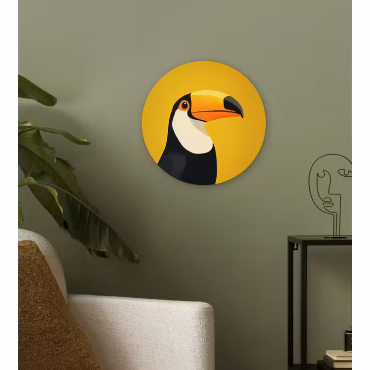 Wandcirkel - Glas - Toekan - Minimalistisch - Snavel - Oranje — 3
