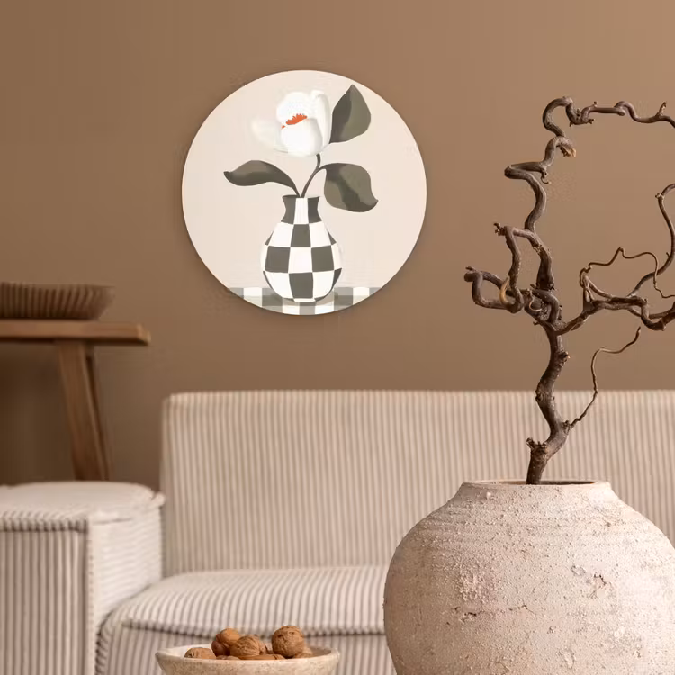 Wandcirkel - Glas - Vaas - Geruit - Groen - Bloem — 2