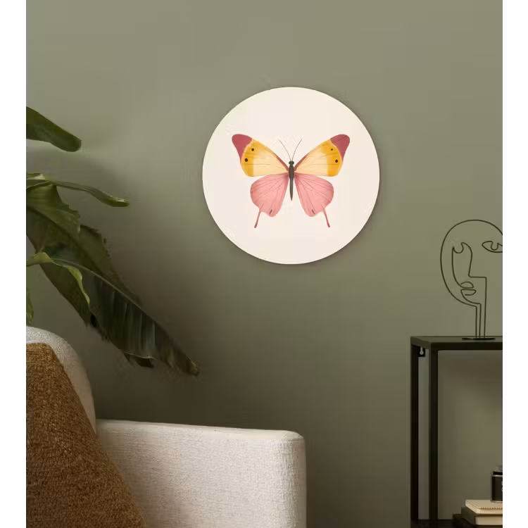 Wandcirkel - Glas - Vlinder - Illustratie - Roze — 3