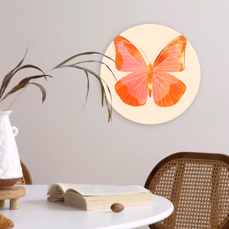 Wandcirkel - Glas - Vlinder - Minimalistisch - Roze — 4