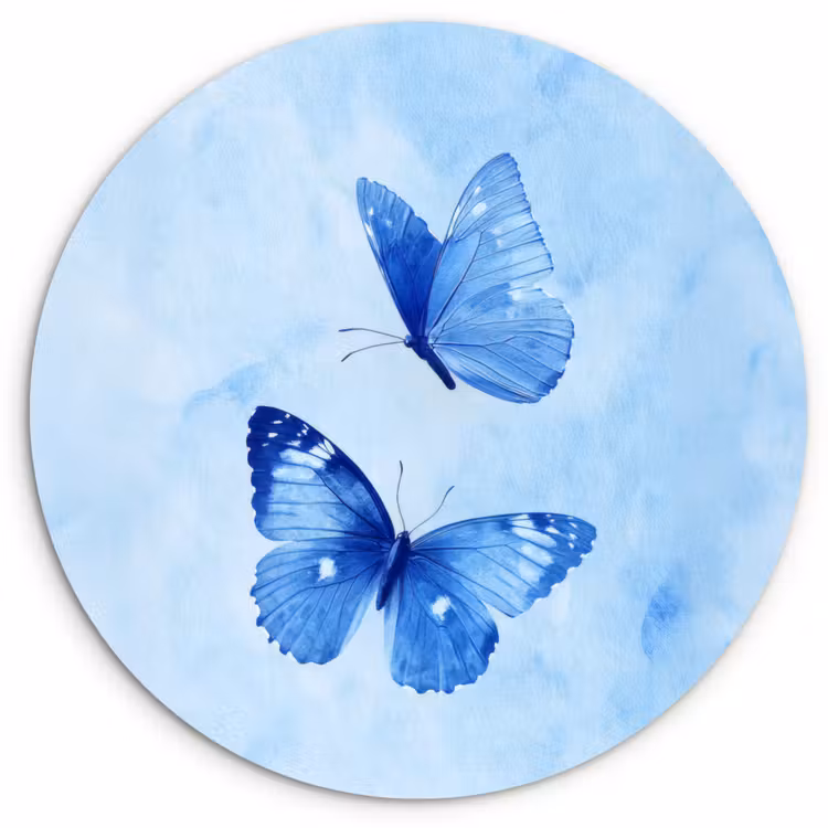 Wandcirkel - Glas - Vlinders - Sierlijk - Blauw — 1