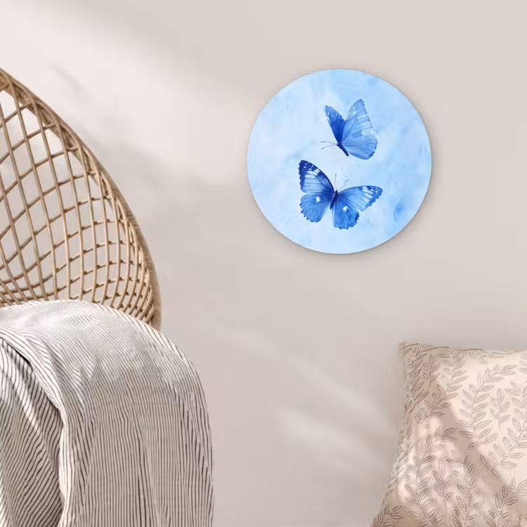 Wandcirkel - Glas - Vlinders - Sierlijk - Blauw — 5