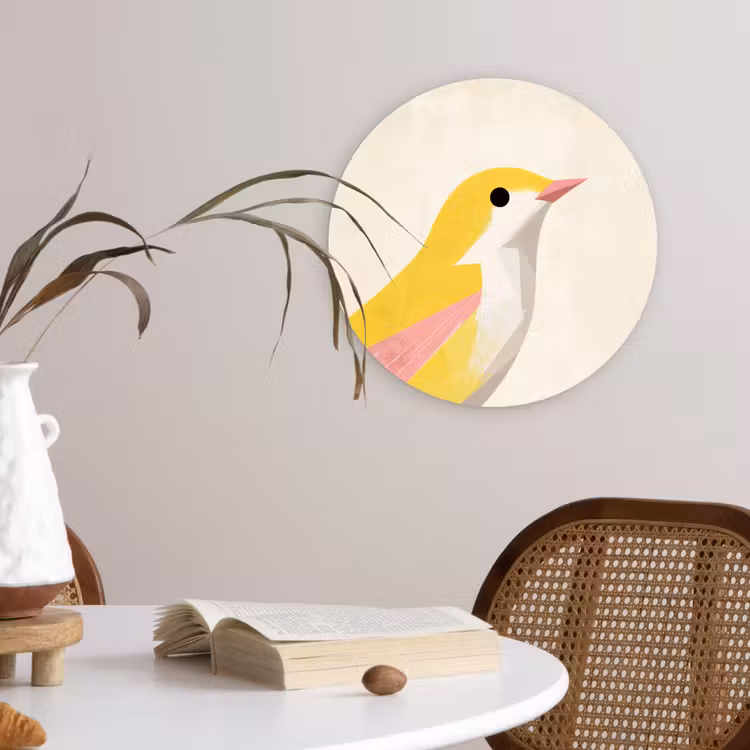 Wandcirkel - Glas - Vogel - Minimalistisch - Geel — 4