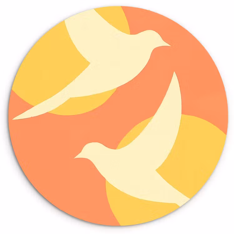 Wandcirkel - Glas - Vogels - Cirkels - Geel — 1