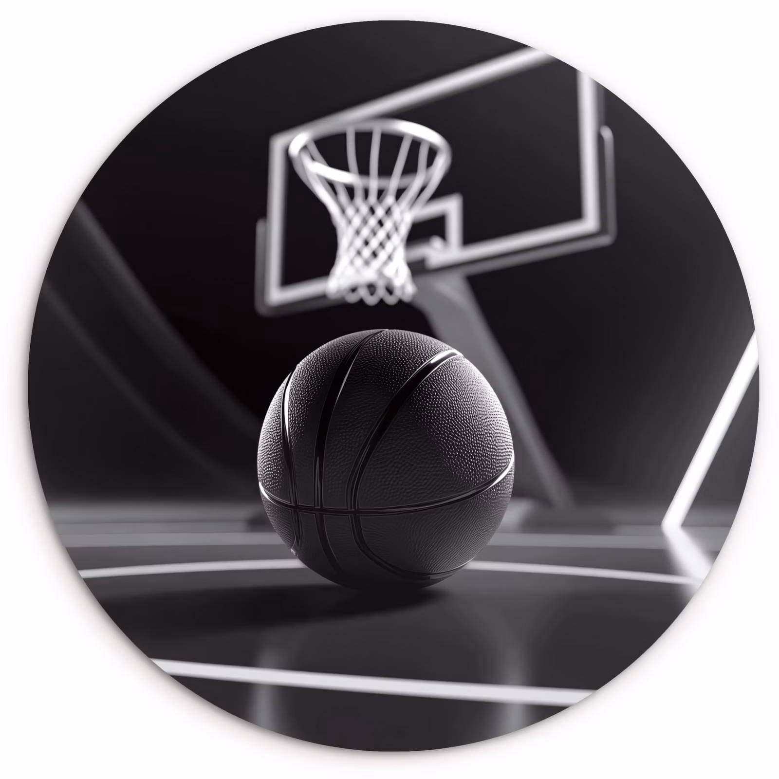 Wandcirkel - Glas - Basketbal - Basketbalveld - Lichtlijnen — 1