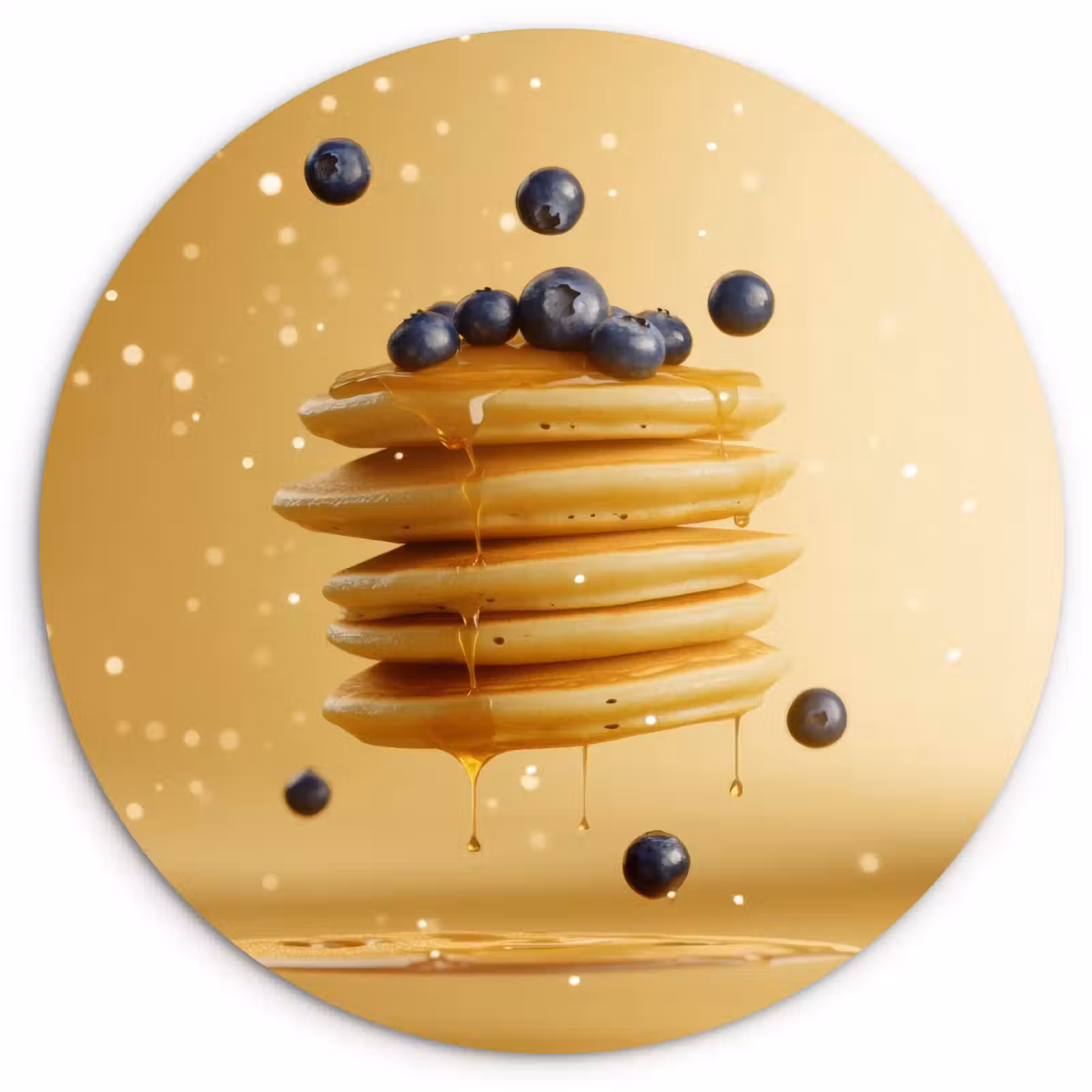 Wandcirkel - Glas - Pannenkoeken - Eten - Honing - Geel — 1