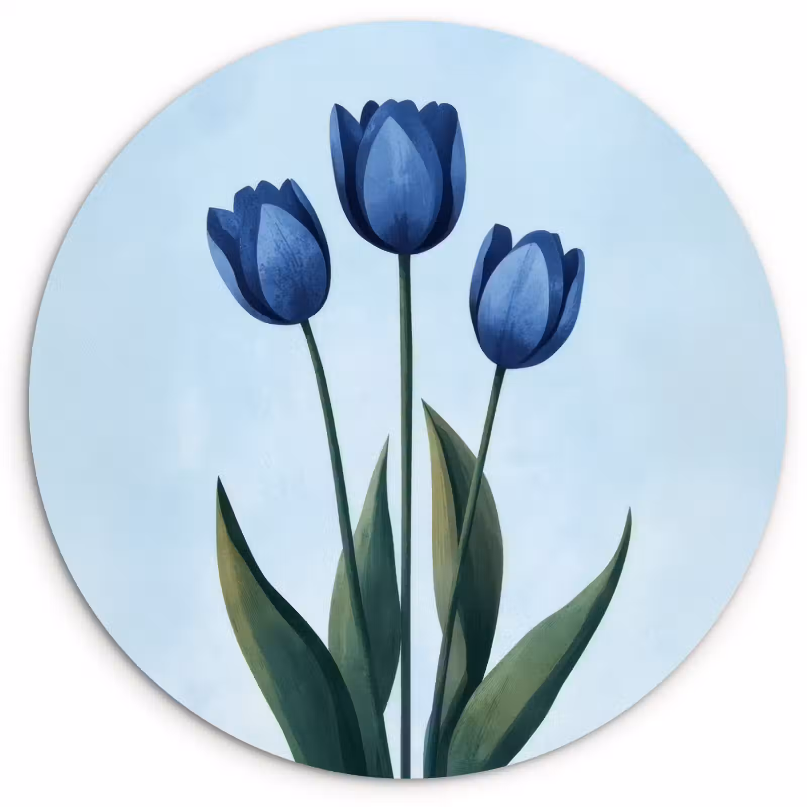 Wandcirkel - Glas - Tulpen - Blauw - Bladeren — 1