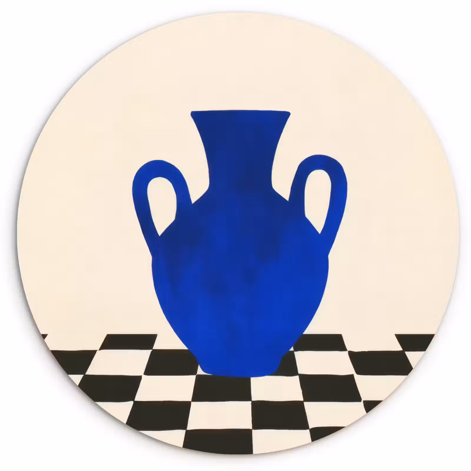 Wandcirkel - Glas - Vaas - Blauw - Geblokt - Modern — 1