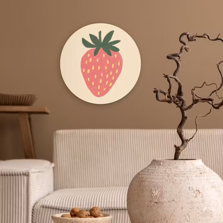 Wandcirkel - Glas - Aardbei - Minimalistisch - Rood - Fruit — 2