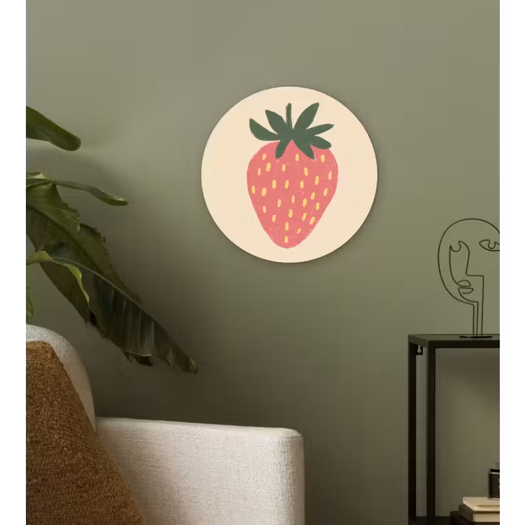 Wandcirkel - Glas - Aardbei - Minimalistisch - Rood - Fruit — 3