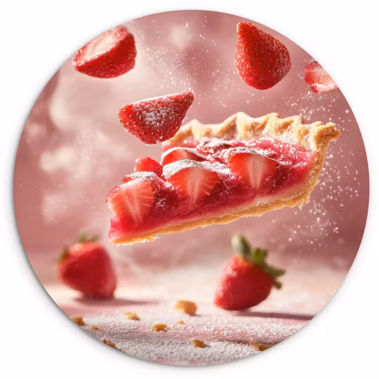 Wandcirkel - Glas - Aardbei - Taart- Eten - Roze — 1