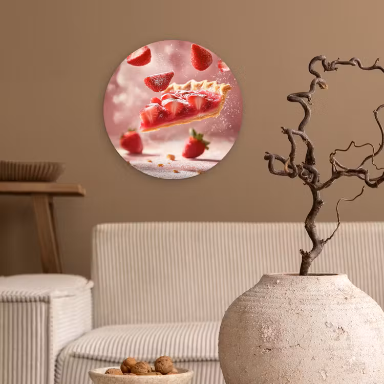 Wandcirkel - Glas - Aardbei - Taart- Eten - Roze — 2
