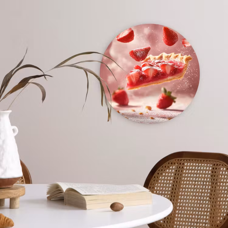 Wandcirkel - Glas - Aardbei - Taart- Eten - Roze — 4