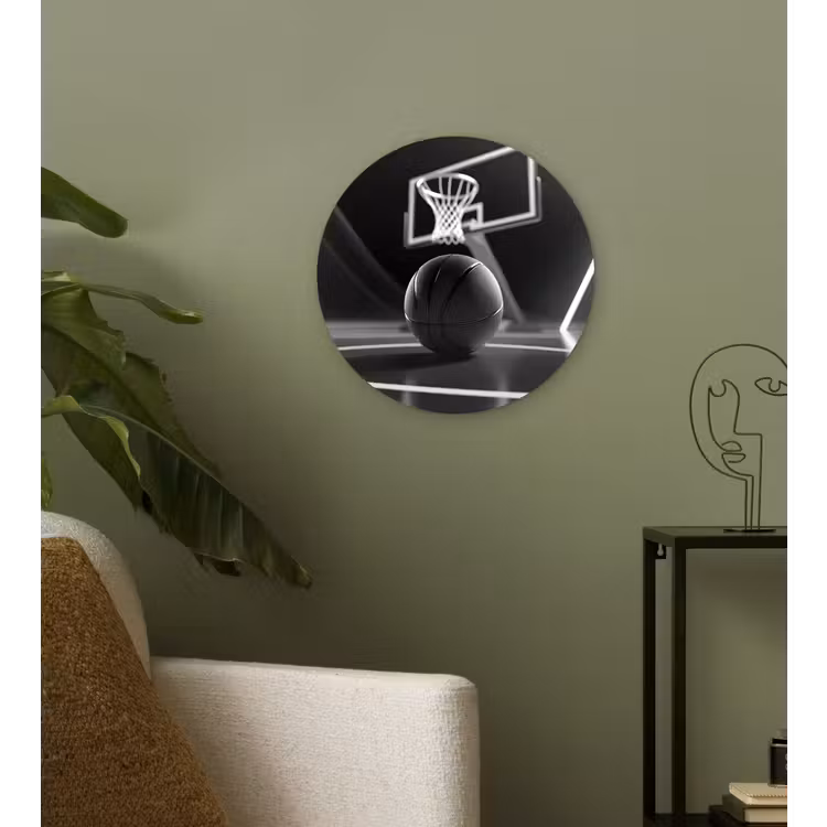 Wandcirkel - Glas - Basketbal - Basketbalveld - Lichtlijnen — 3
