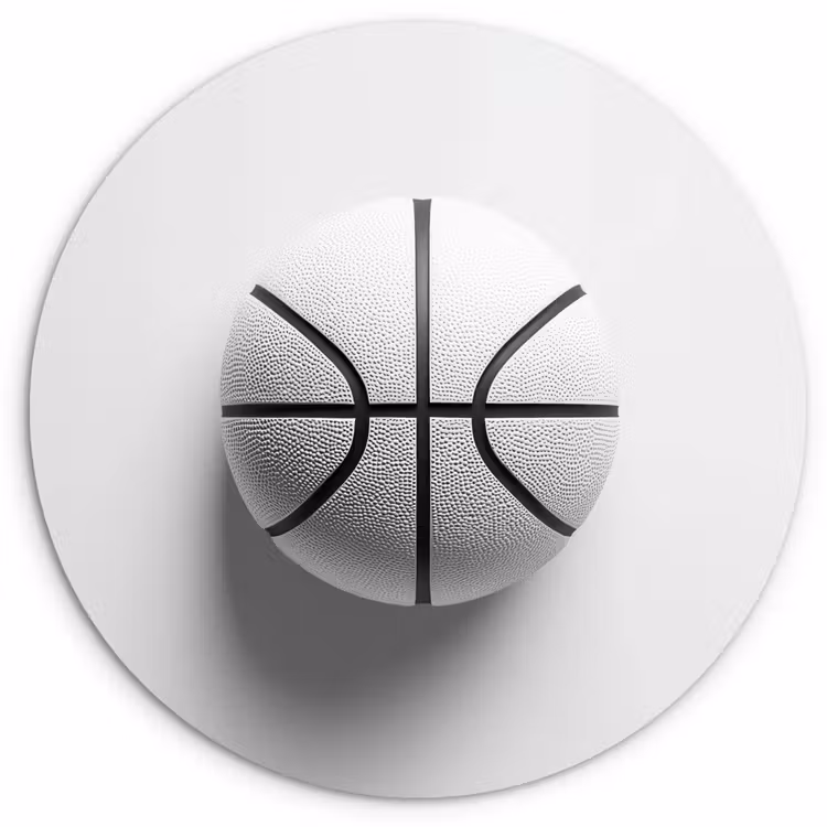 Wandcirkel - Glas - Basketbal - Wit - Schaduw - Lijnen — 1