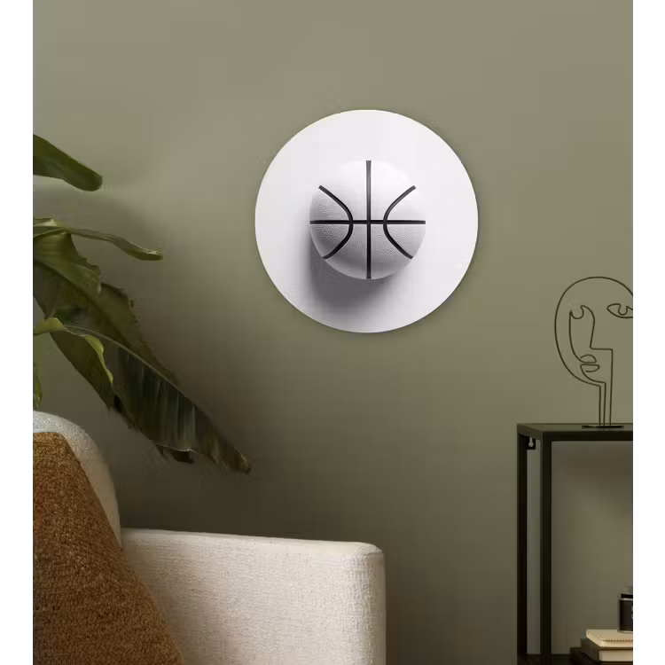 Wandcirkel - Glas - Basketbal - Wit - Schaduw - Lijnen — 3