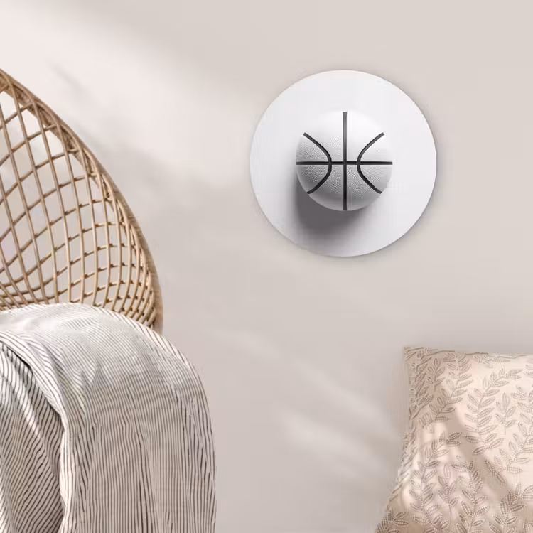 Wandcirkel - Glas - Basketbal - Wit - Schaduw - Lijnen — 5