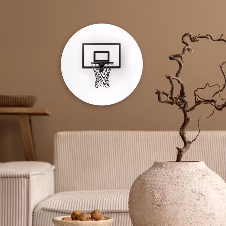Wandcirkel - Glas - Basketbalbord - Minimalistisch - Zwart — 2