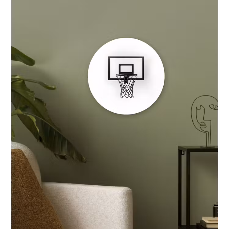 Wandcirkel - Glas - Basketbalbord - Minimalistisch - Zwart — 3