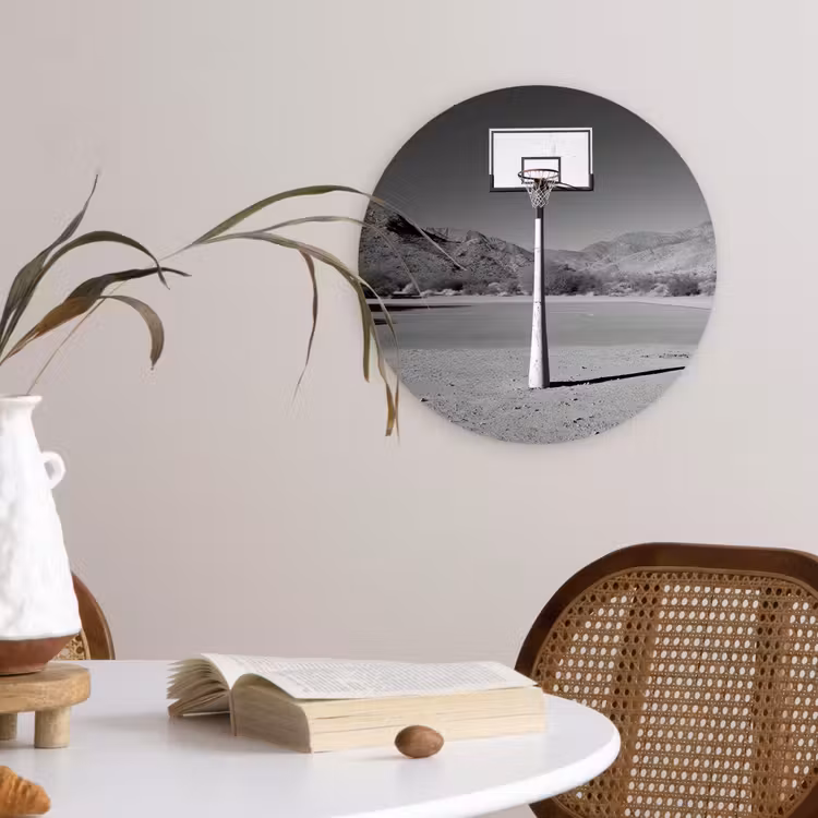 Wandcirkel - Glas - Basketbalpaal - Landschap - Zand - Wit — 4